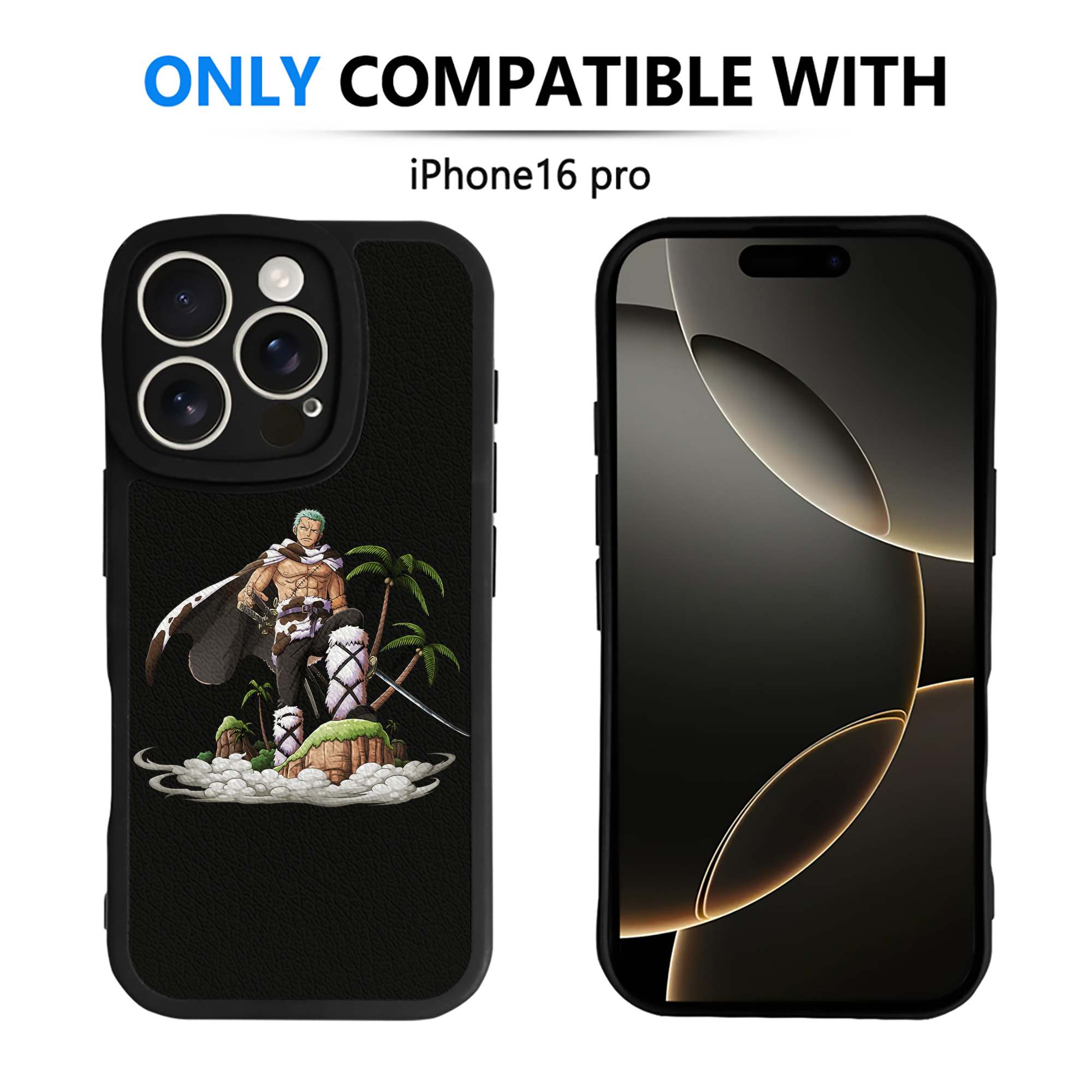 （画像用） ワンピース ロロノア・ゾロ ONE PIECE Roronoa Zoro 【iPhone 16シリーズ対応】シリコンスマホケース（レザー調） 材質：シリコン